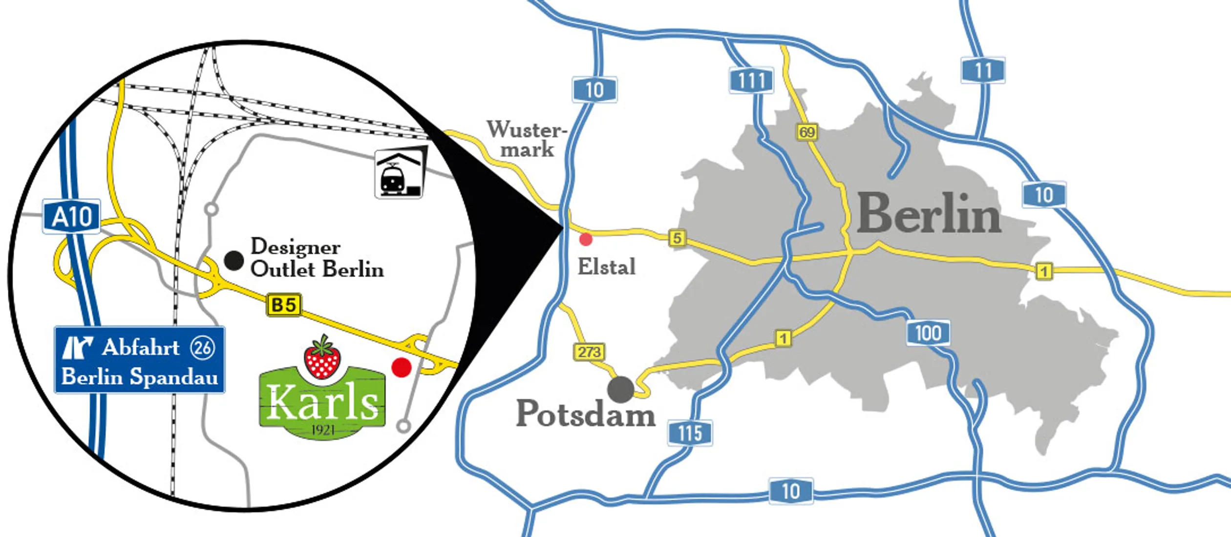 Detailkarte Anfahrt Auto Elstal