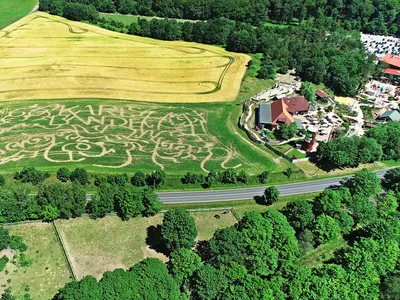 Maislabyrinth Zirkow auf Rügen von oben 2022